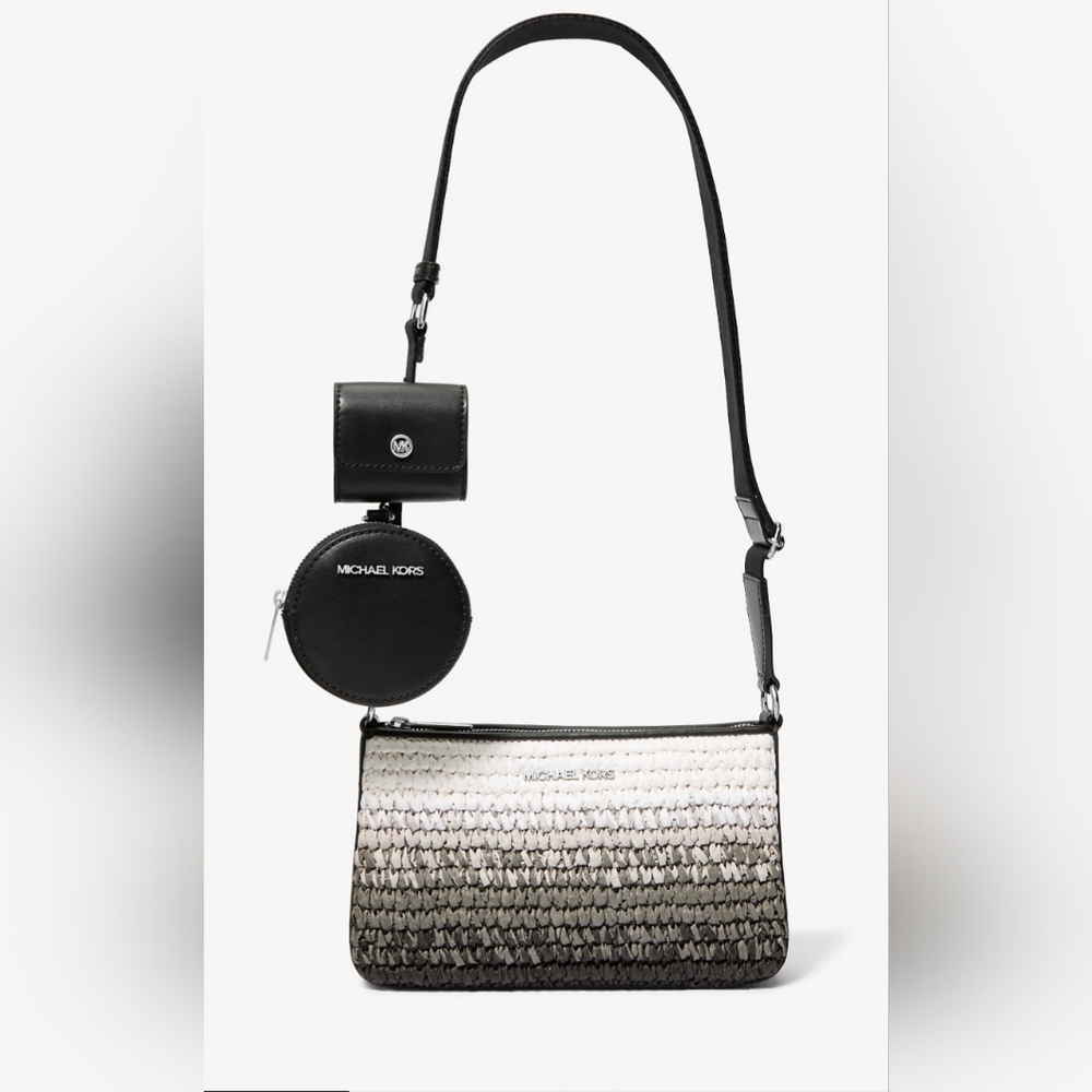 Michael Kors Jet Set Small Ombré Straw Crossbody Bag with Airpods Case
